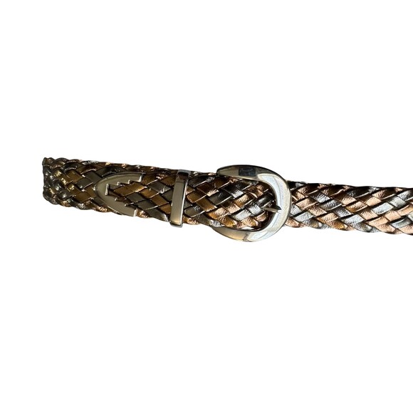 Vintage Y2K Belt Women\'s S/M metallic Braided Woven Silver Buckle main image 9